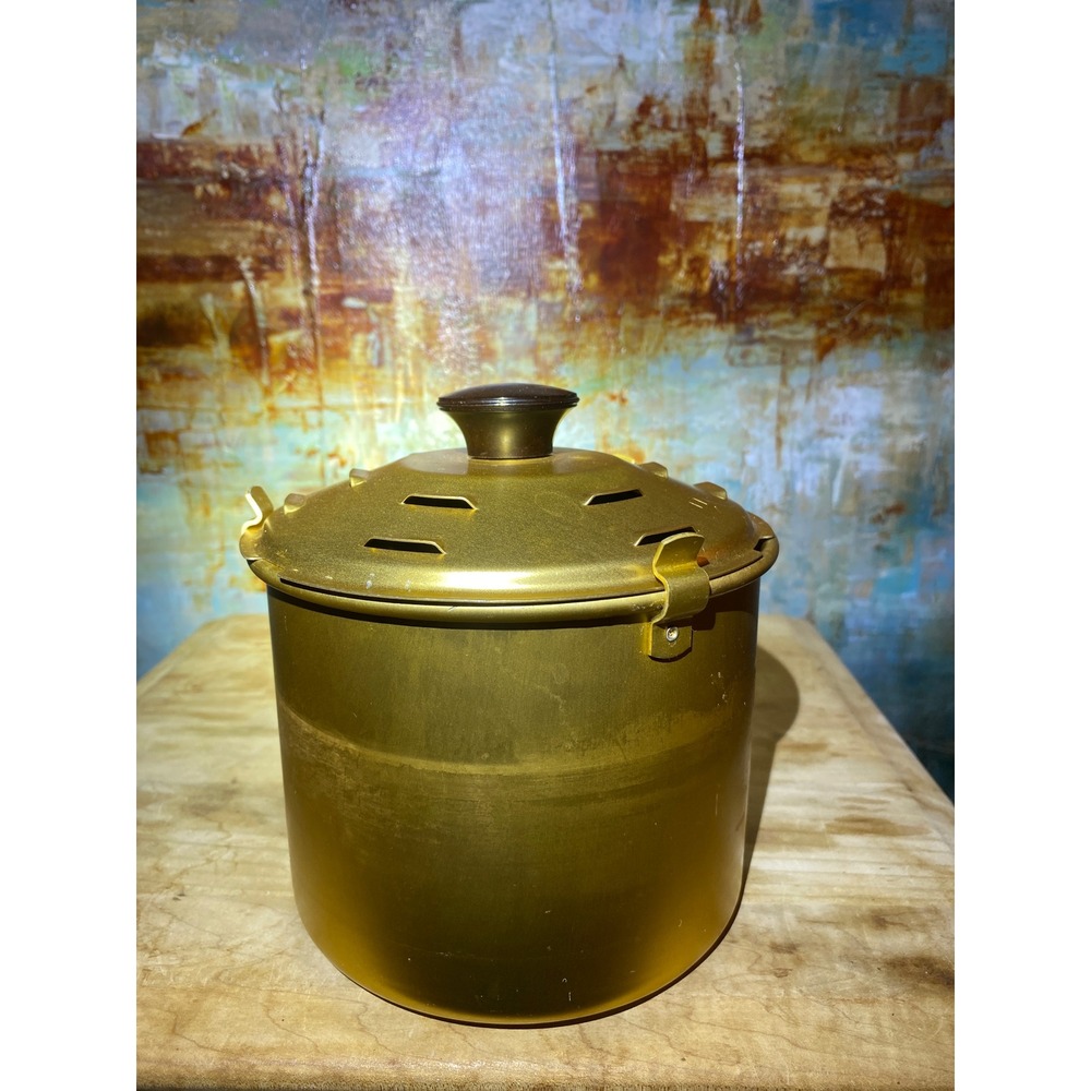 Vintage Rival Crock-Pot Bread 'n Cake Bake Gold Aluminum Insert Pan with Lid